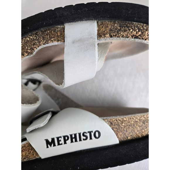 Mephisto Air-Relax White Leather Cork Footbed Slide Sandals Womens 39 France - Picture 9 of 11